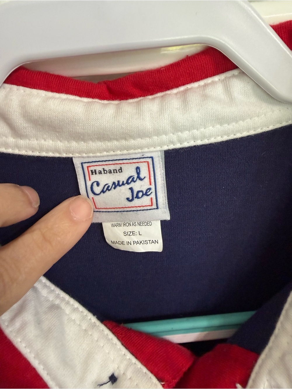 Vintage Haband Casual Joe Color Block Polo Shirt Men’s Large 90s Patriotic Red - Picture 3 of 5
